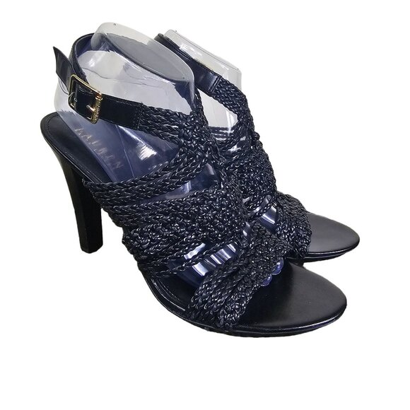 Lauren Ralph Lauren Shoes - Lauren Ralph Lauren Holleen Black Braided Leather Sandals Sz 10B 4.5" Heels